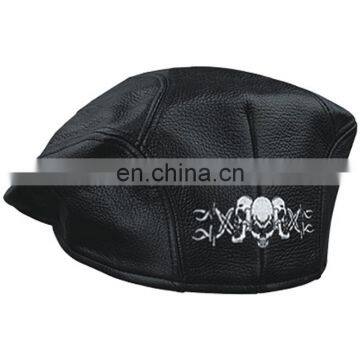 HMB-903B9 LEATHER GOLF CAPS KEPI CAP BLACK MIX SIZES HAT SKELETON