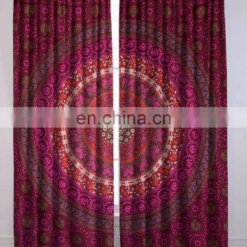 Indian Beautiful Elephant Mandala Curtains cotton Boho drapes Window Decor decor Curtain