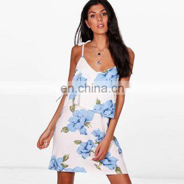 summer beach Spaghetti straps sexy Backless women Swing Dress