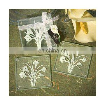 Calla Lily Bouquet Design Glass Coaster Sets