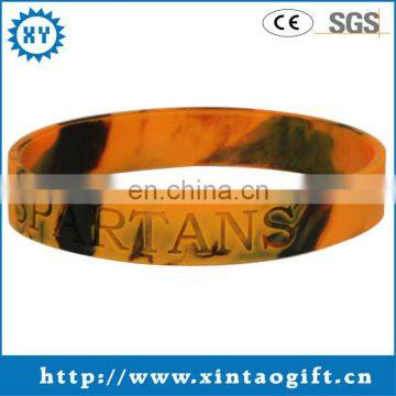 Colorful segmented debossed filled printed silicone wristband