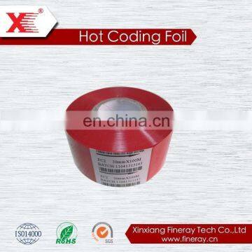 FC3 type Black 25mm*100m size hot coding foil/hot foil printing roll for Batch Coding used on labeling/coding machine