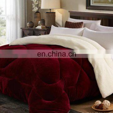 Wholesale velvet dark color Sherpa fleece comforter quilt