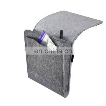 Eco-friendly Grey Felt Bedside Storage Caddy Bed Tidy Pocket Organizer Bag for Book Laptop Phone photo-5