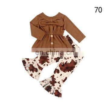 Suede Shirt And Bell Bottoms Kids Boutique Clothing Baby Girls' Clothing Sets photo-5