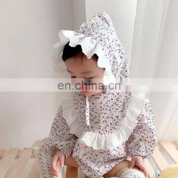 Infant and Young Girl Korean Version of Small Baby Floral Lotus Leaf Princess Wind Bag Fart Clothes Newborn Triangle Climbing
