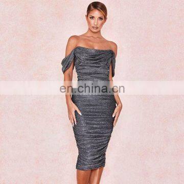 Metallic fabric dress & sequin  evening dress 2020