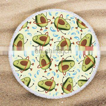 Junk Food Beach Towel Blanket With Tassels Burgers Pizza Fast Food Print Teens Girls Fashion Round Yoga Funny Food Blanket photo-3