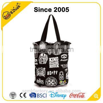 Wholesale new style reversible polyester black string shopping bags