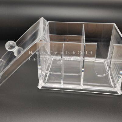 Cotton Pads Holder Makeup Organizer Cosmetics Makeup Cotton Swab Holder 4 Sections photo-4