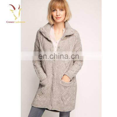 Cable Thick Womens Knit Long Cardigan Sweater