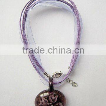 hot sales Lampwork Glass Pendant Necklace Lampwork glass Necklace sea house pendant with wax cord