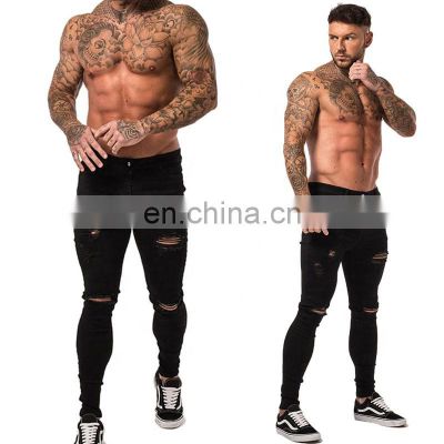 New arrival skinny black ripped men's fashion jeans plus size fashion trend