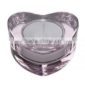 Hand Made Heart Shaped Thick Wall and Round in Center Clear and Red Votive Candle Holder photo-2