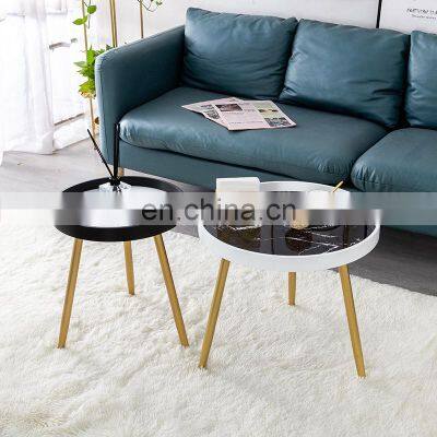 Marble Top Coffee Tables Round Living Room Furniture Nordic Wrought Iron Metal End Side Gold Luxury Modern Coffee Tables Marble