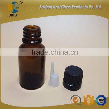 amber facial oil glass bottle with black tamper evident cap 20ml