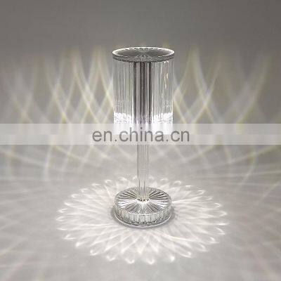 Amazon New Luxury Modern Cylindrical Decorative Beside Rose Acrylic Led Crystal Table Lamp Light