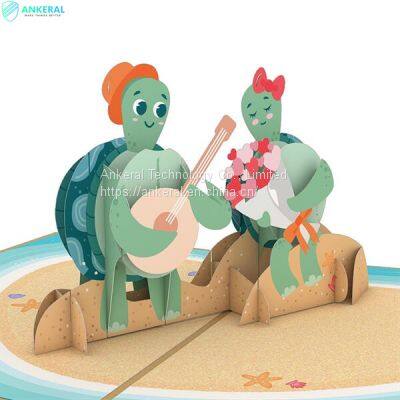 Truly Love 3D Pop-up Card Cartoon Turtle Showing Love Best Pop-up Card on Valentine’s Day