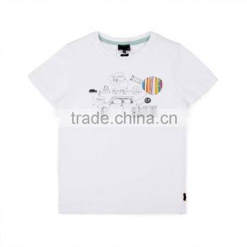 Childrens/Kids Boys' 7-10 Years White Sketch Print T-Shirt