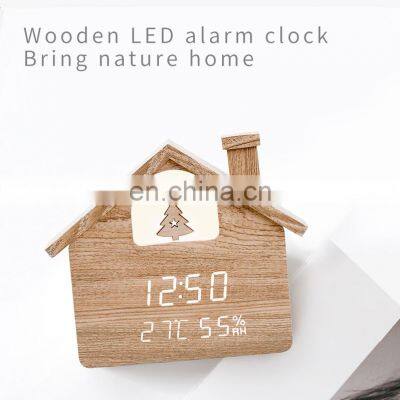 Creative House Shaped Christmas Decorative LED Digital Clock Temperature Humidity Display Night Light Desk & Table Clock Spring photo-4