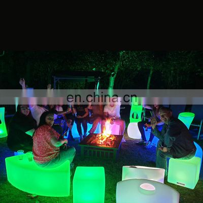 coffee shop led furniture waterproof glowing illuminated outdoor beach led furniture table and chair set