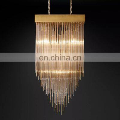 Custom Living Room Dining Room Bedroom Hotel Decoration Openwork Rectangular Cascada Glass Chandelier