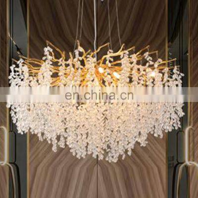 Modern Villa Hotel Bedroom Living Room Decoration Custom Size Luxury Crystal Pendant Light Branch Chandelier