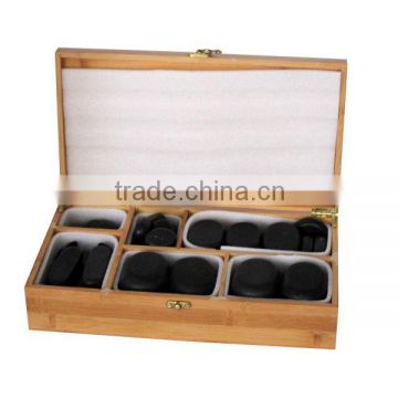 Hot spa massager hot massage stone set(45pcs/set) in bamboo box