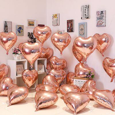 18inch Heart Foil Balloon Rose Gold Silver Pink Blue Mylar Balloon Love Valentine'S Day Blank Ballon Globo Heart Shaped Balloon