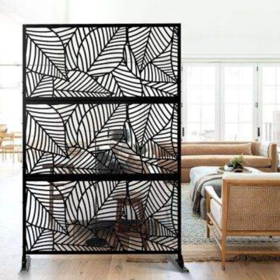 Classic Black Metal Screen for Garden Divider & Functional Indoor Partition Wrought Iron Garden Fence