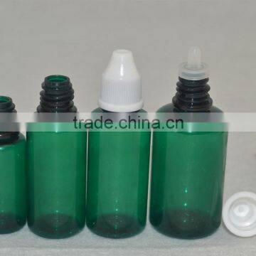 10ml e-liquid bottle dark green bottle , 10ml green PET bottle, green plastic bottle with lid