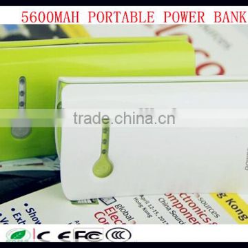 best quality 5600mah power bank green colour led light slim power bank