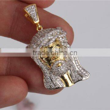 Micro Set 925 Sterling Silver Jesus Piece Mens Hip Hop Pendant Jewelry Iced Out