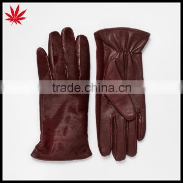 Ladies dark red Whistles Pony Front Leather Gloves