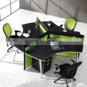 foshan simple 3 person workstation round office table and chair price(SZ-WST620)