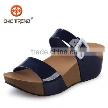 2014 Fashion Ladies Shoes PU Jelly Slippers Roman Wedge Slippers