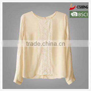 Ladies chiffon and lace collarless shirts