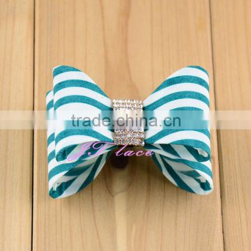 Viridian Green/White Hair bow - princess hair bow- elastic decorate headband