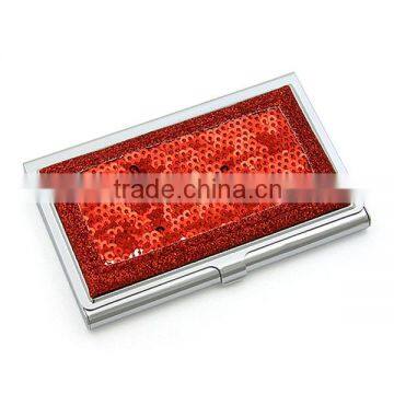 Sequined Shine Red Business Card Holder Card Box Card Case