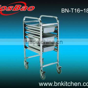 Single row 6 layers stainless steel tray rack trolley