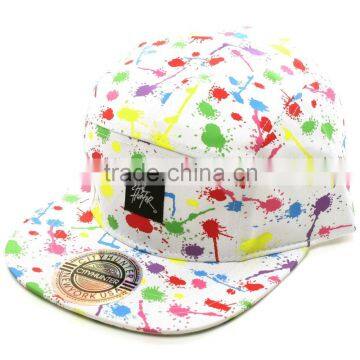 Floral Fabric 5-panel Snapback Cap With Woven Lable