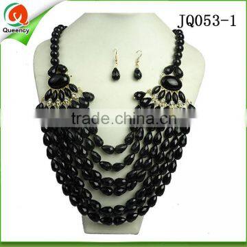 JQ053-1 wholesale beaded jewelry set fashion costume jewelry necklace and fashion earring