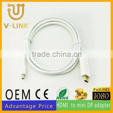 Manufacture price gold plated mini dp 1.2 to hdmi 1.4 line for DVD player
