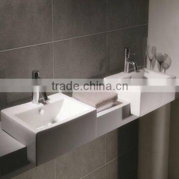 Ceramic Rectangular Semi-Recessed Basin C22195W-1