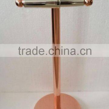 2014 design free standing rose gold metal toilet roll holder