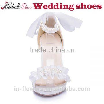 OEM Wholesale White Wedding Shoes Ladies Heels Size 34-41 Small Order photo-5