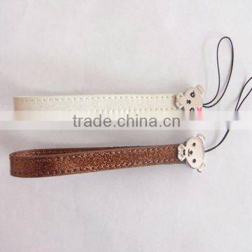 lovely leather cell phone charm for children, friendship cell phone cord factory