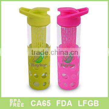 infusion bottle with hand carry lid and silicone ring plastic bottle