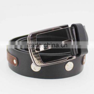 2015 New Arrive Designer Man Black PU Leather Belt for Jeans With Shiny Metal Rivet Accessories photo-2