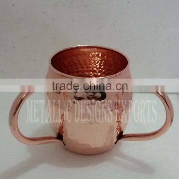 Hammered Copper Moscow Mule Barrel Mug Double Handle